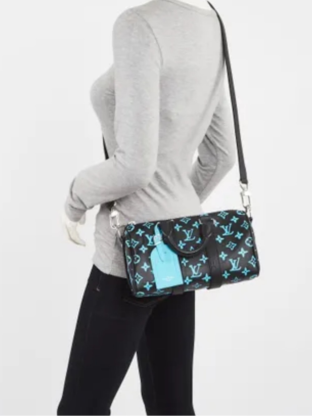 Louis. Vuitton. Playground Keepall 25 Black Turquoise Bag Crossbody Purse